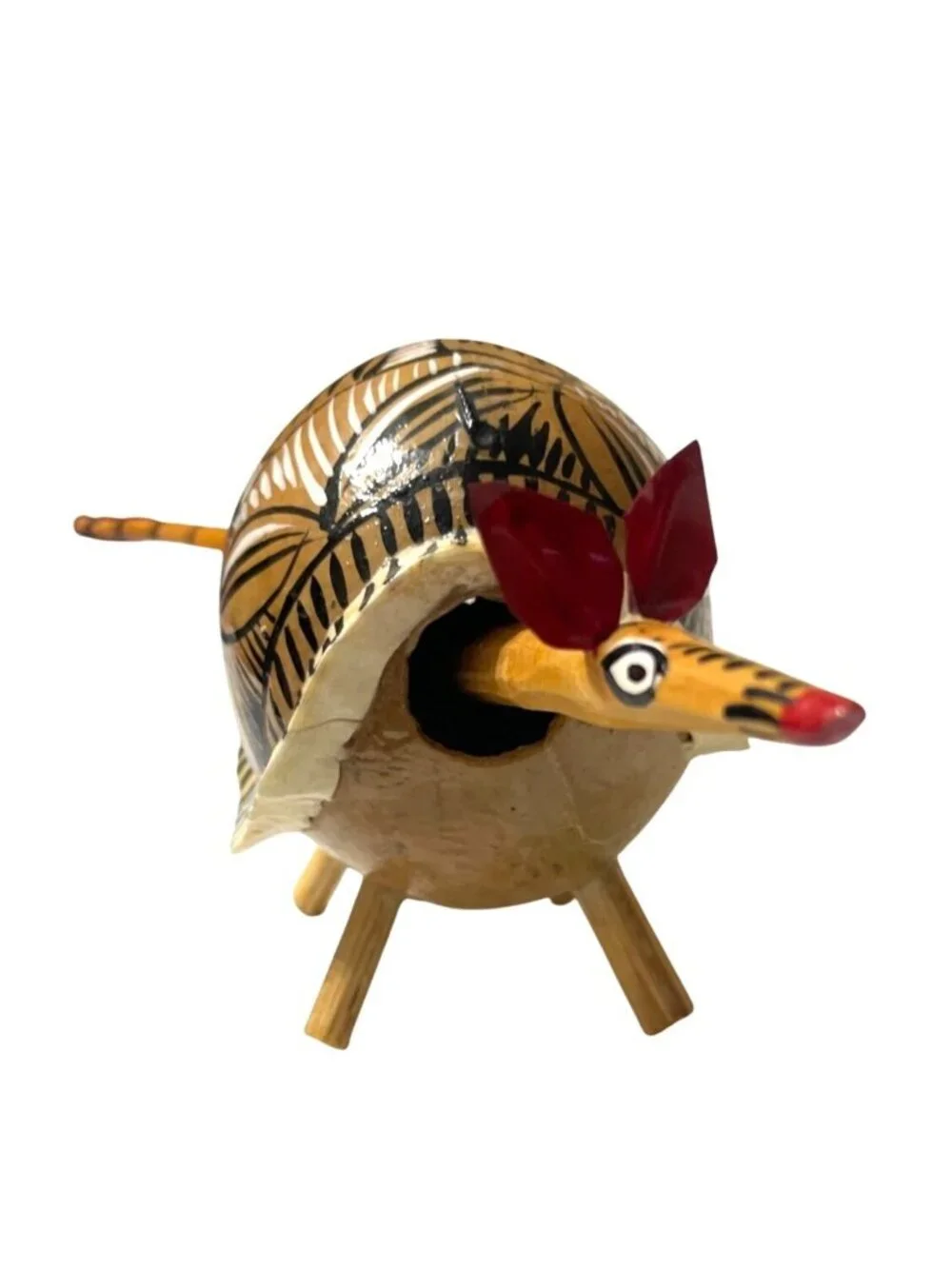 Vintage Whimsical Oaxacan Alebrijes Armadillo Bobblehead & Tail Handcrafted